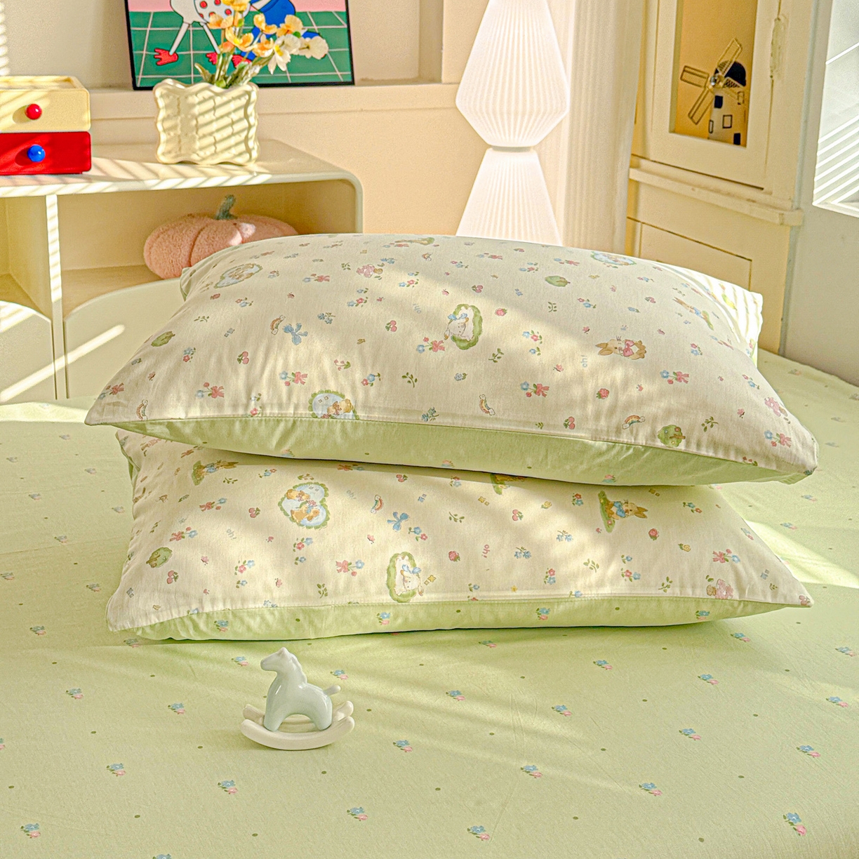 91家纺网 家纺一手货源 找家纺 名品家纺 2026新款100%纯棉枕套系列 蘑菇电话