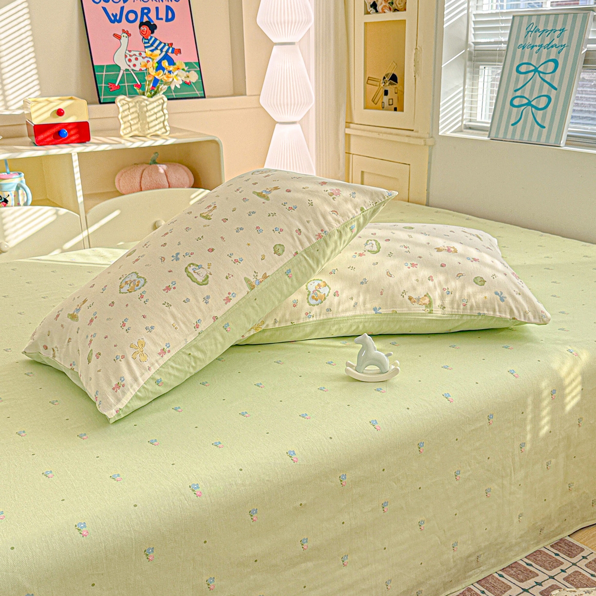 91家纺网 家纺一手货源 找家纺 名品家纺 2026新款100%纯棉枕套系列 蘑菇电话