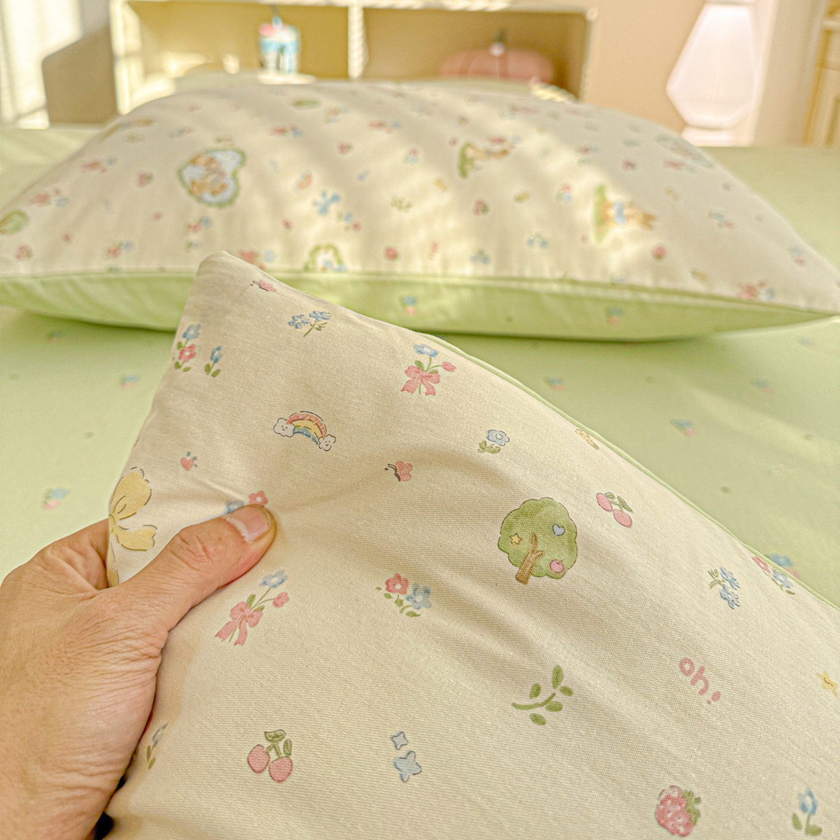 91家纺网 家纺一手货源 找家纺 名品家纺 2026新款100%纯棉枕套系列 蘑菇电话