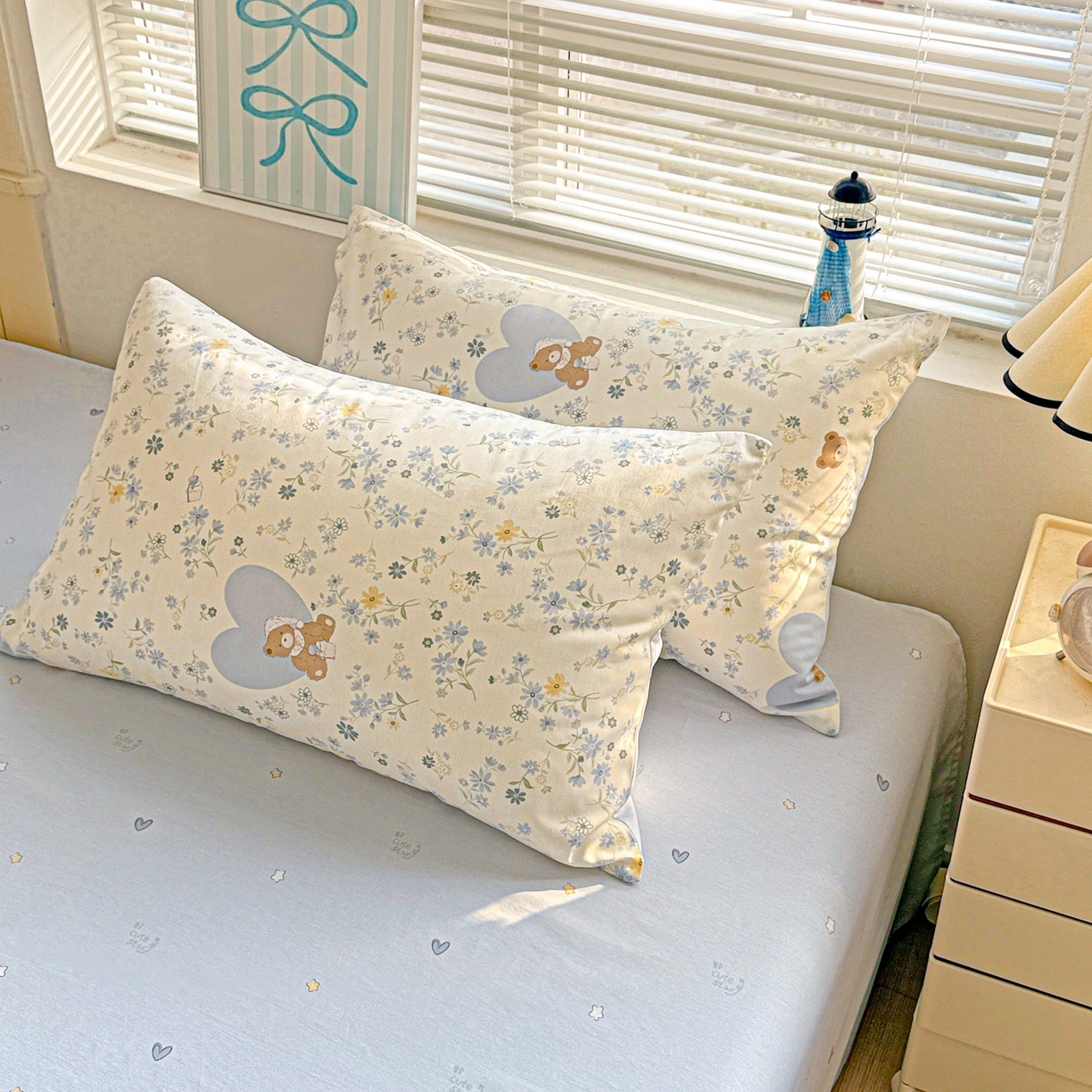 91家纺网 家纺一手货源 找家纺 名品家纺 2026新款100%纯棉枕套系列 奶芙熊