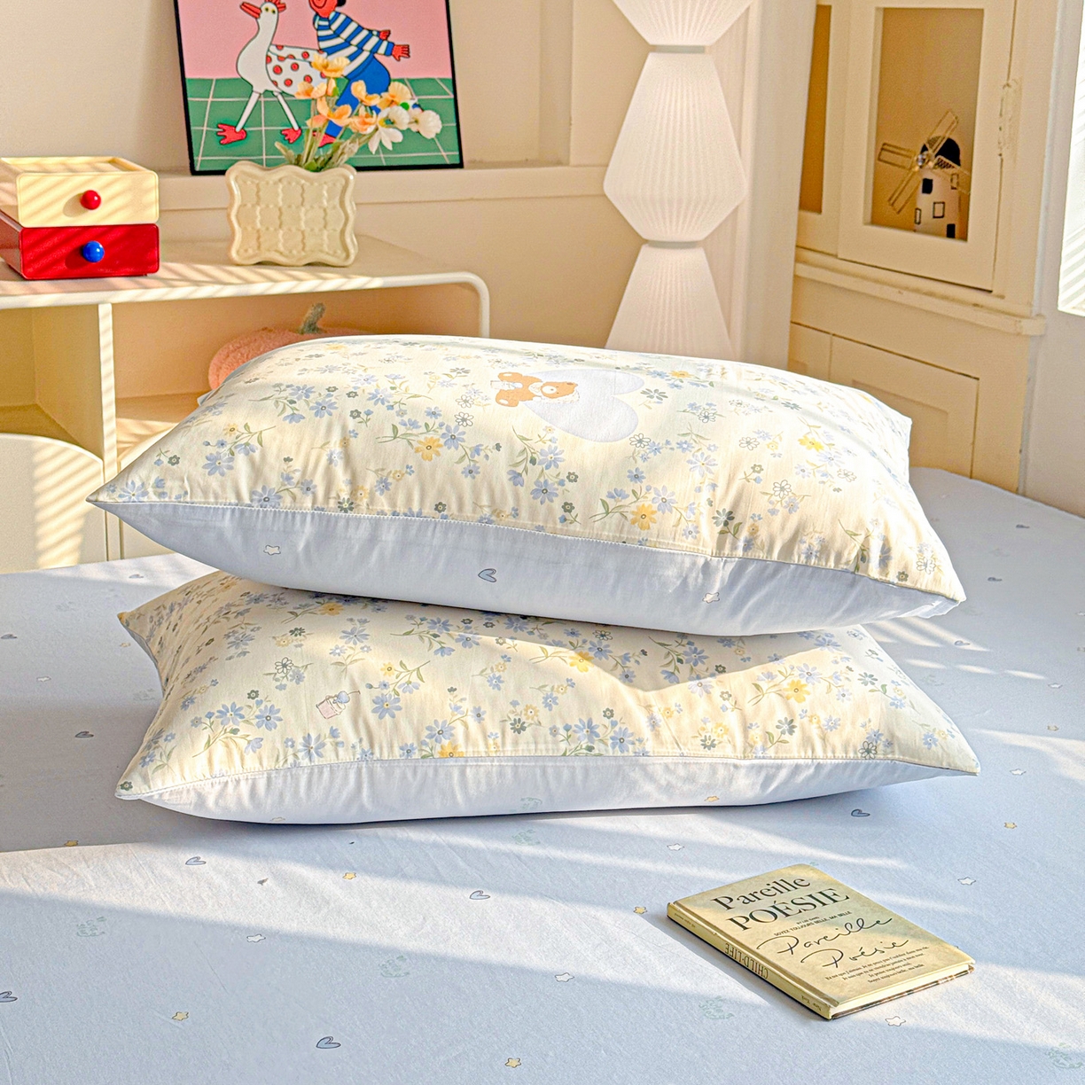 91家纺网 家纺一手货源 找家纺 名品家纺 2026新款100%纯棉枕套系列 奶芙熊