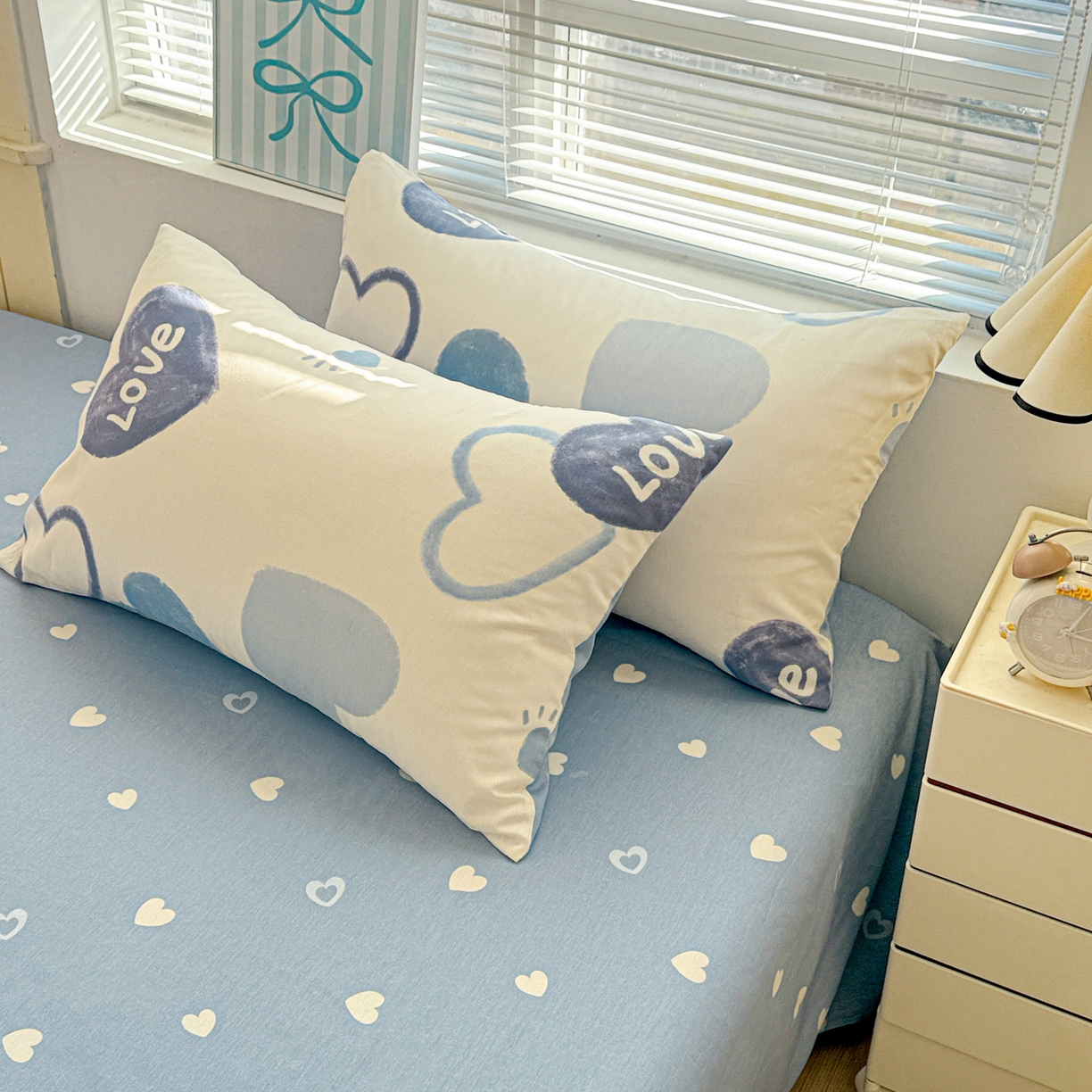 91家纺网 家纺一手货源 找家纺 名品家纺 2026新款100%纯棉枕套系列 奶油爱心