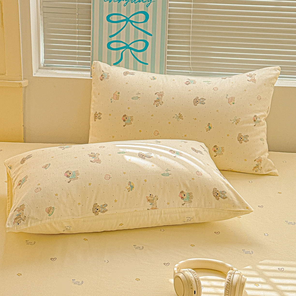 名品家纺 2026新款100%纯棉枕套系列 苹果小狗