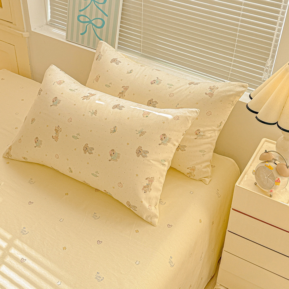 91家纺网 家纺一手货源 找家纺 名品家纺 2026新款100%纯棉枕套系列 苹果小狗