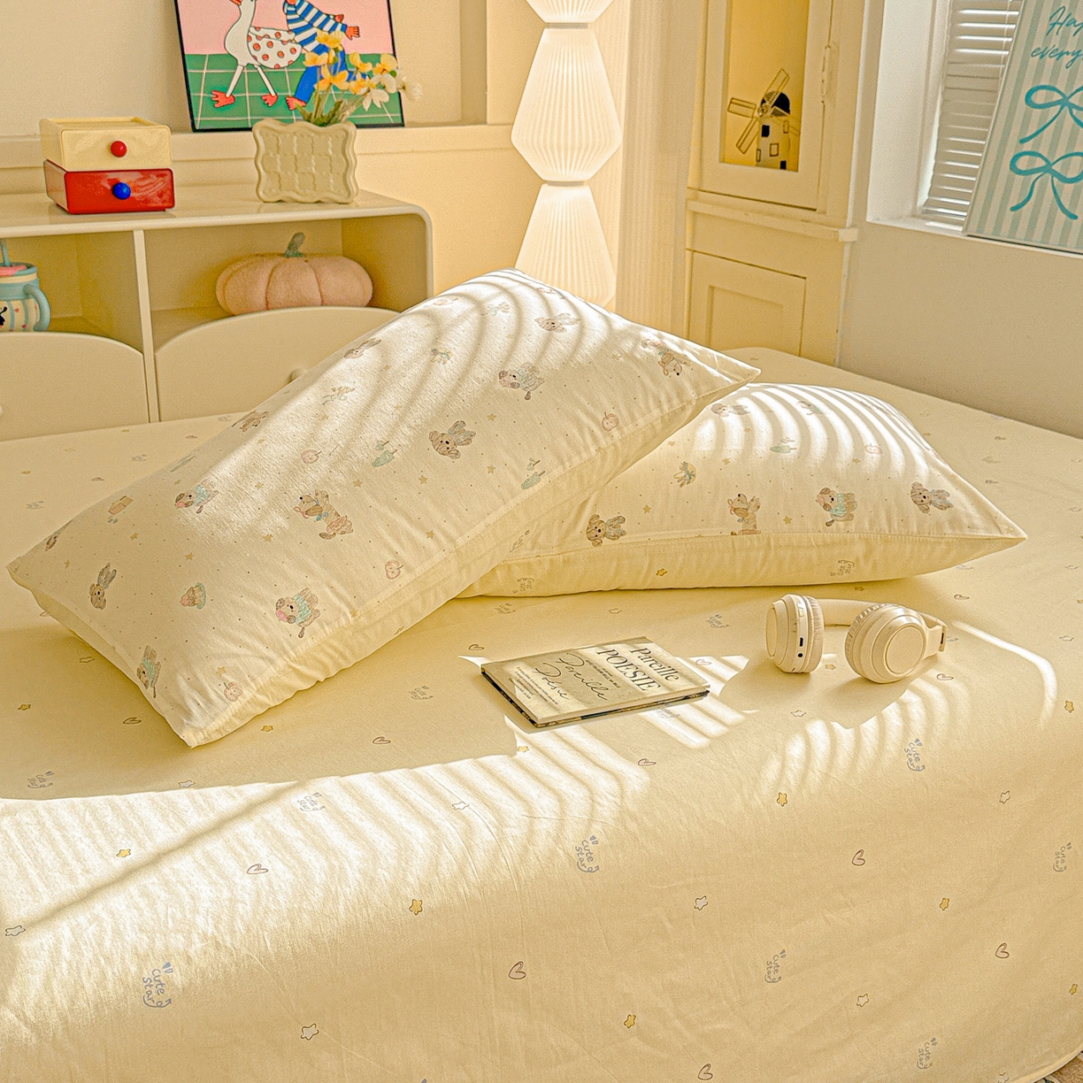 91家纺网 家纺一手货源 找家纺 名品家纺 2026新款100%纯棉枕套系列 苹果小狗