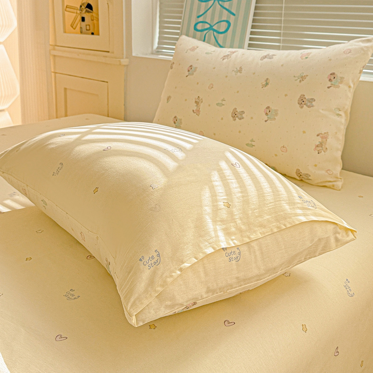 91家纺网 家纺一手货源 找家纺 名品家纺 2026新款100%纯棉枕套系列 苹果小狗