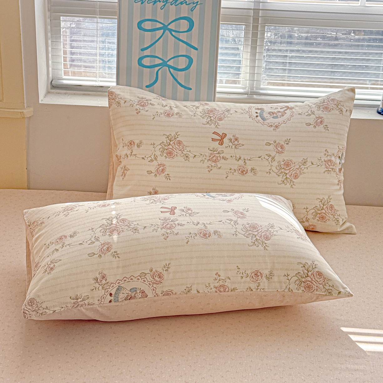 名品家纺 2026新款100%纯棉枕套系列 蔷薇姑娘