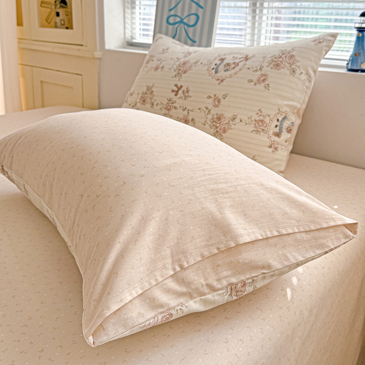 91家纺网 家纺一手货源 找家纺 名品家纺 2026新款100%纯棉枕套系列 蔷薇姑娘