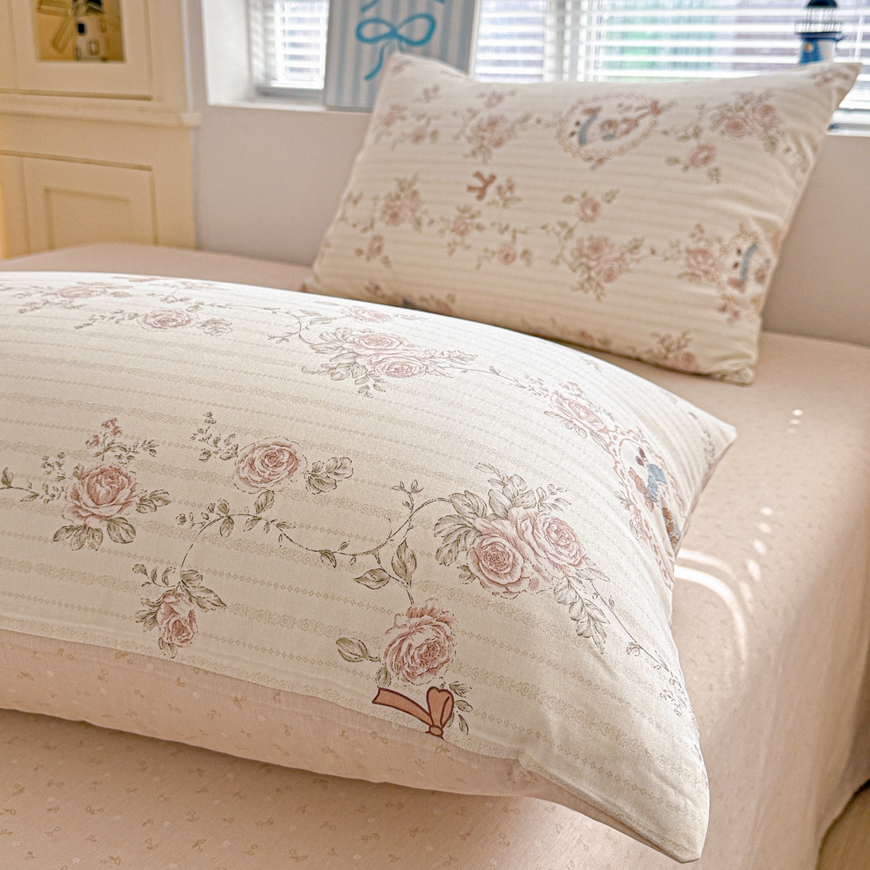 91家纺网 家纺一手货源 找家纺 名品家纺 2026新款100%纯棉枕套系列 蔷薇姑娘