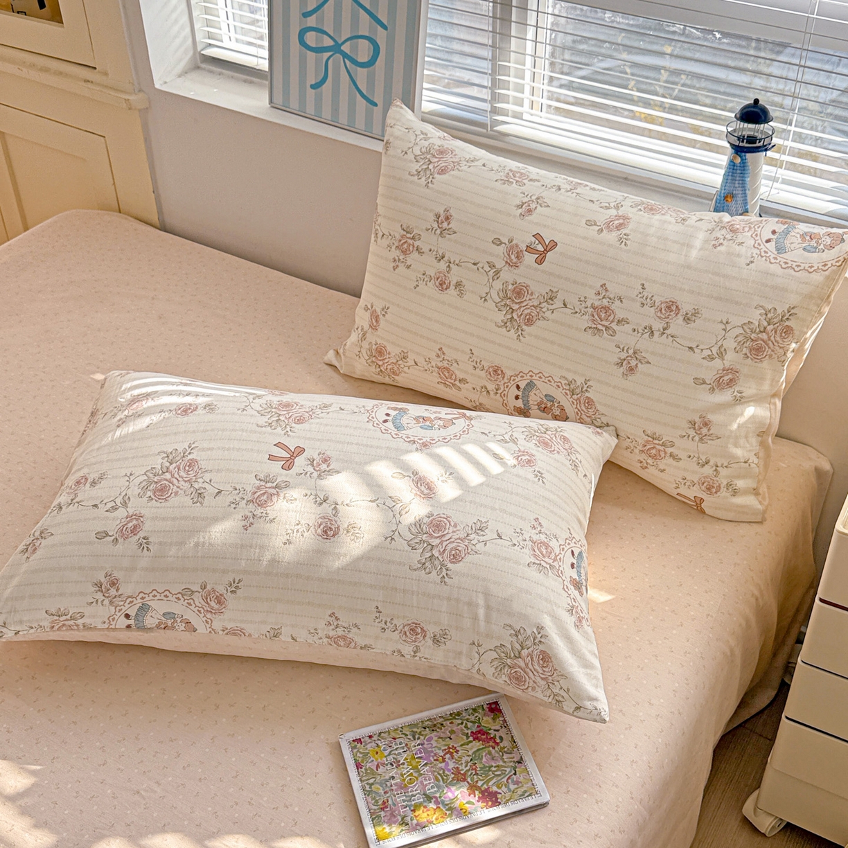 91家纺网 家纺一手货源 找家纺 名品家纺 2026新款100%纯棉枕套系列 蔷薇姑娘