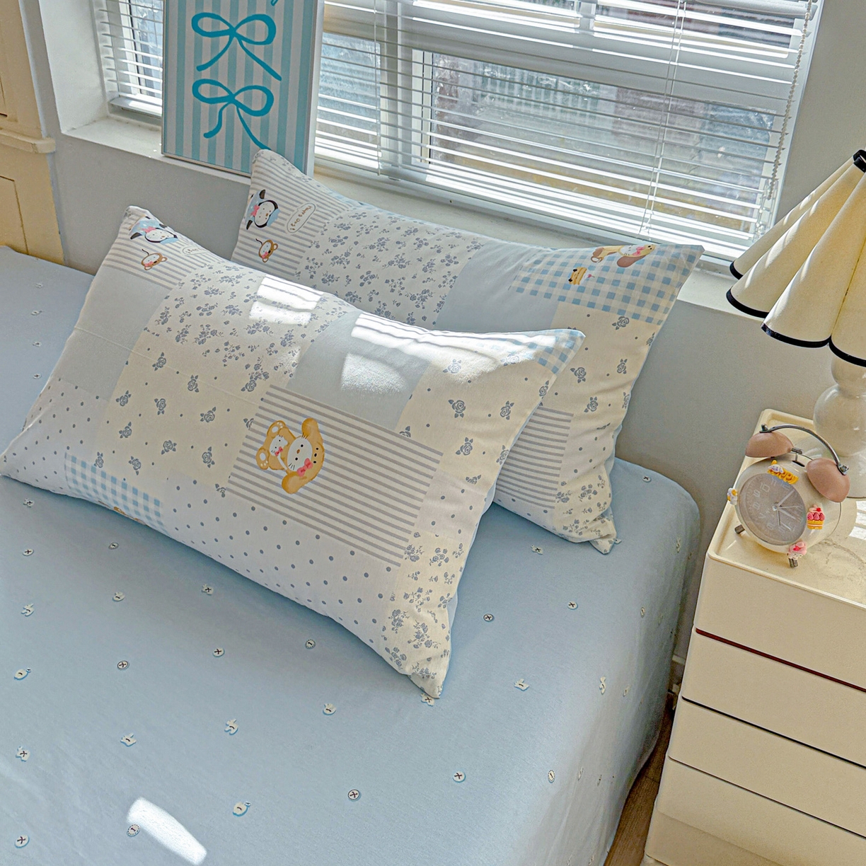 91家纺网 家纺一手货源 找家纺 名品家纺 2026新款100%纯棉枕套系列 童话拼贴