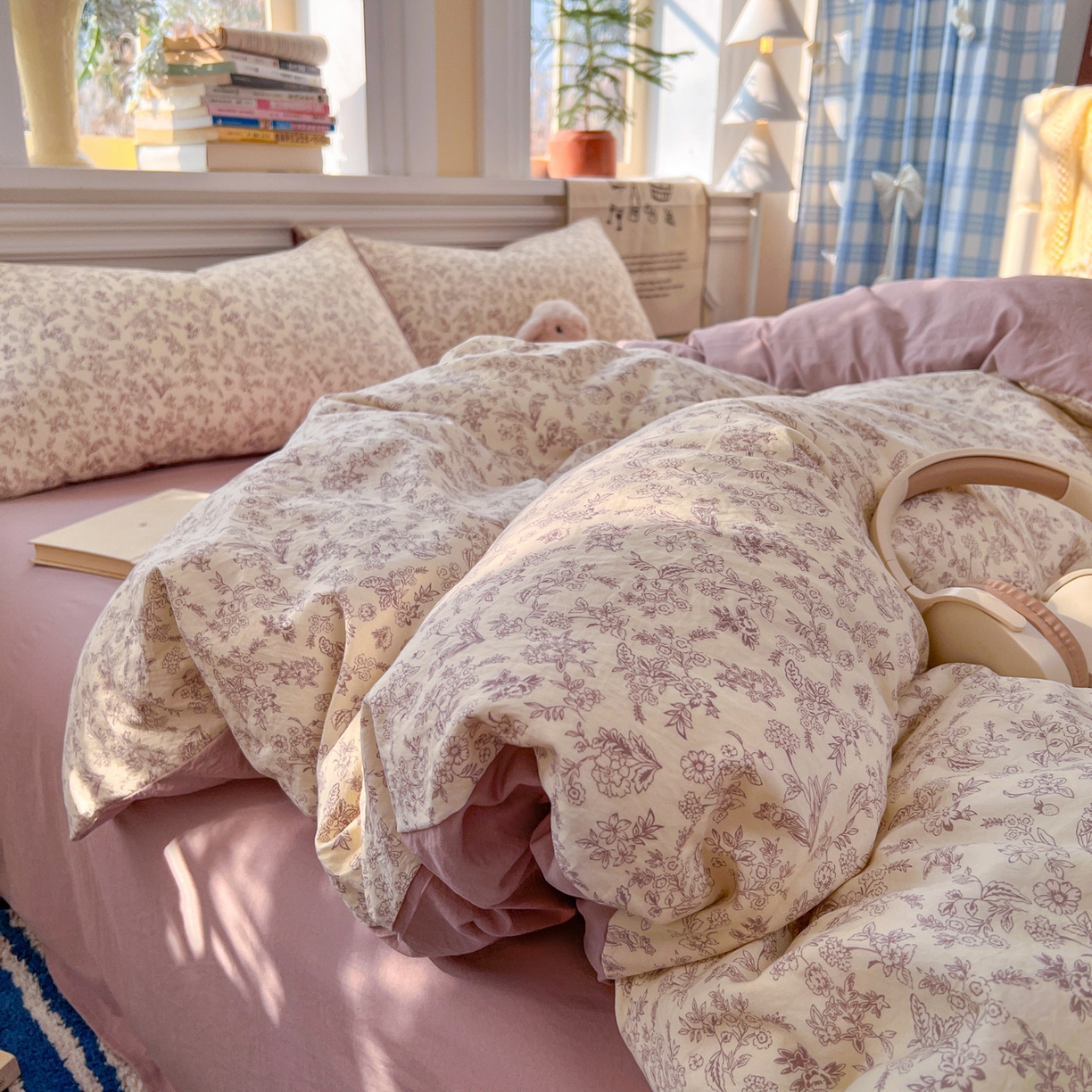 91家纺网 家纺一手货源 找家纺 玉海棠家纺 2026新款古法水洗仿棉云感纱四件套 南风