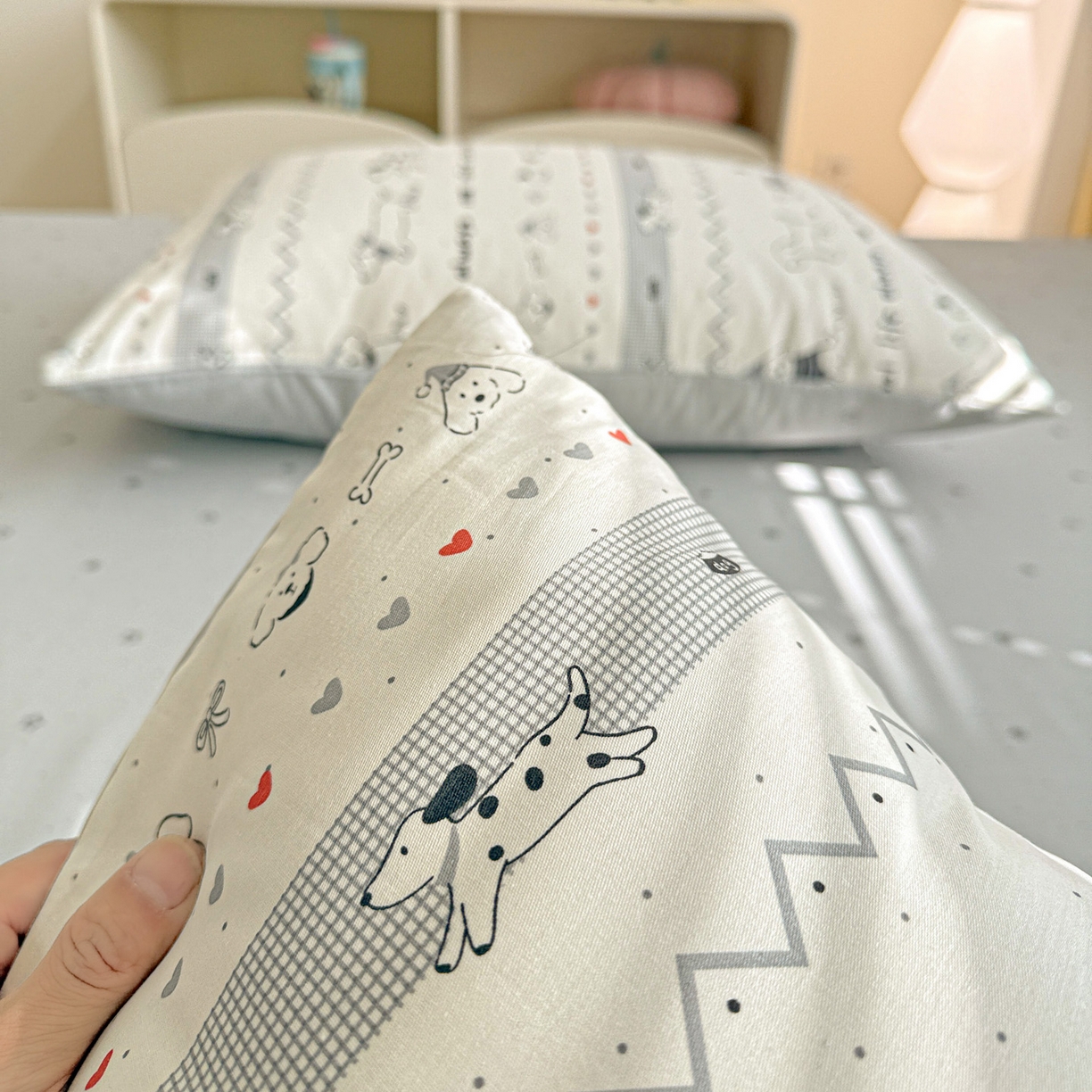 91家纺网 家纺一手货源 找家纺 名品家纺 2026新款100%纯棉枕套系列 线条小狗