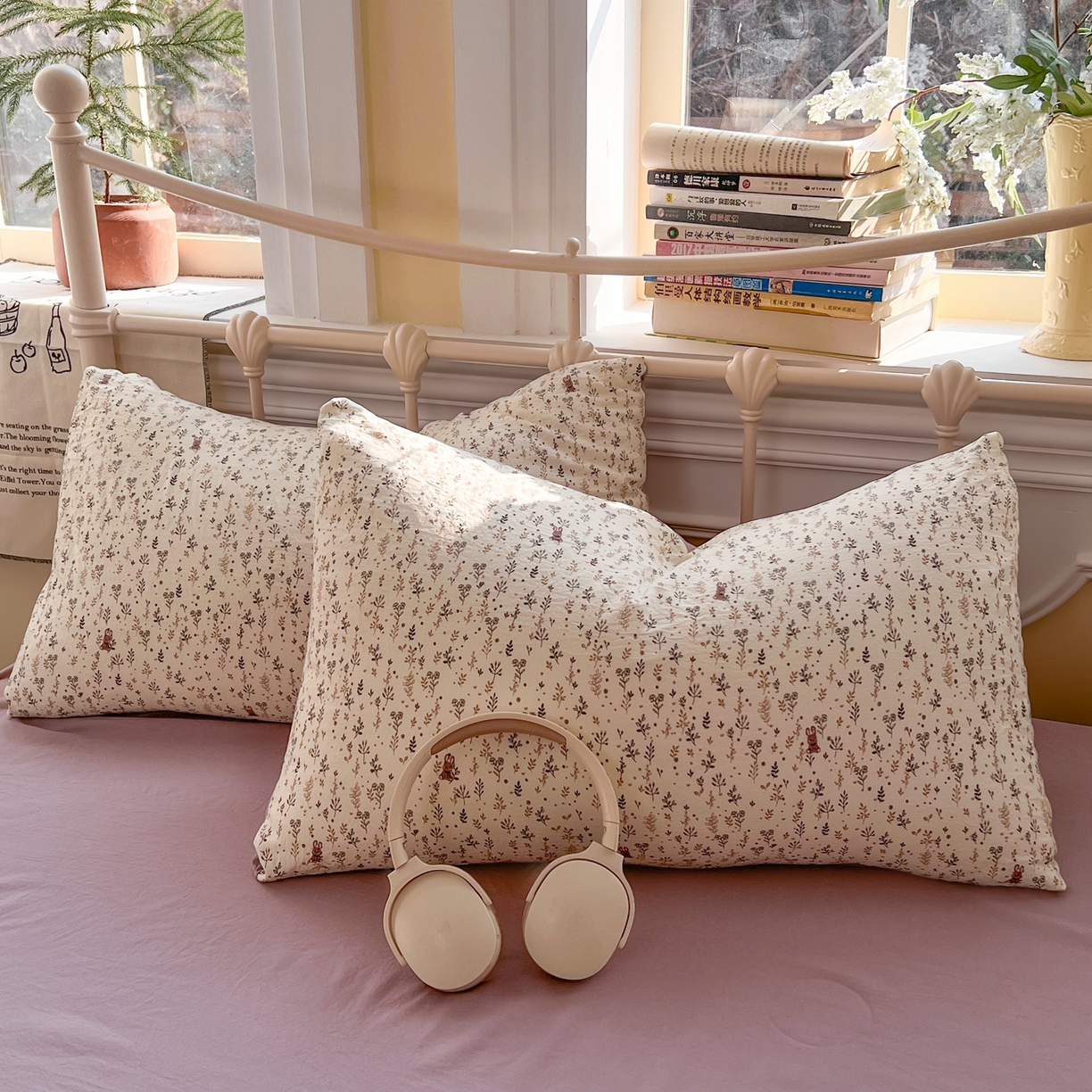 91家纺网 家纺一手货源 找家纺 玉海棠家纺 2026新款古法水洗仿棉云感纱四件套 秋水