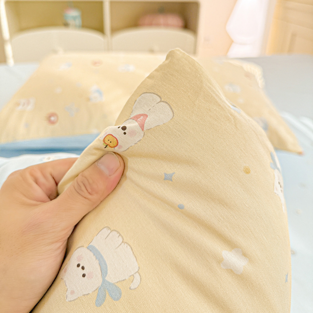 91家纺网 家纺一手货源 找家纺 名品家纺 2026新款100%纯棉枕套系列 星愿汪汪