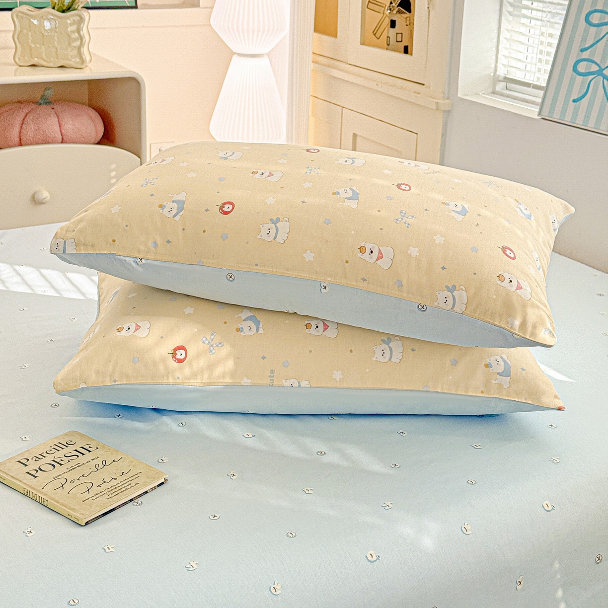 91家纺网 家纺一手货源 找家纺 名品家纺 2026新款100%纯棉枕套系列 星愿汪汪