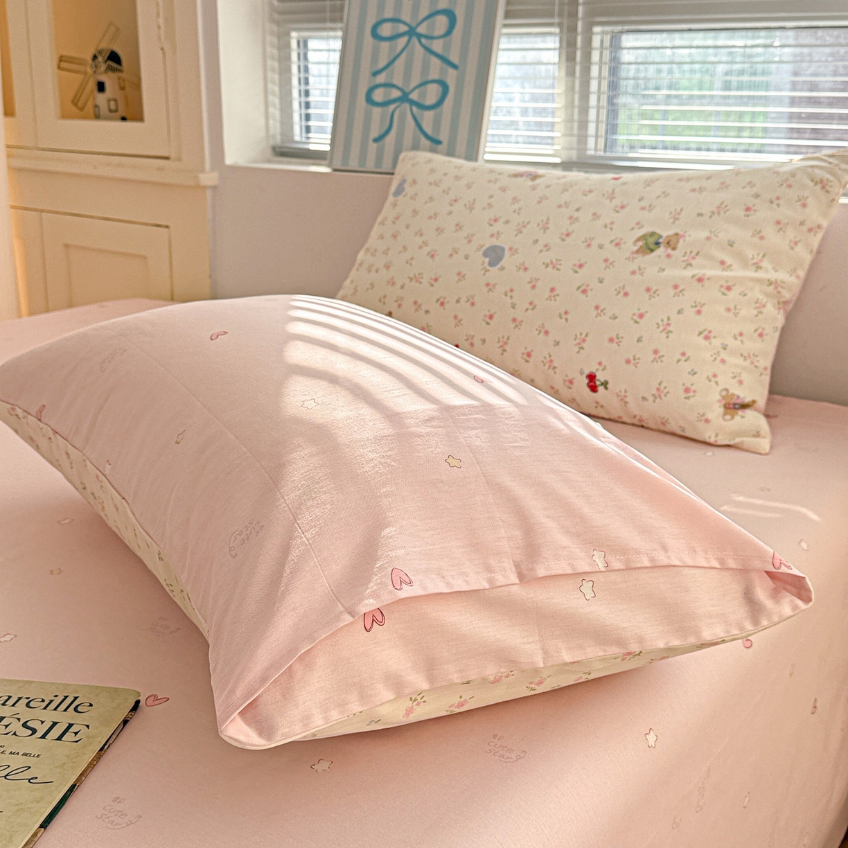 91家纺网 家纺一手货源 找家纺 名品家纺 2026新款100%纯棉枕套系列 樱桃小熊