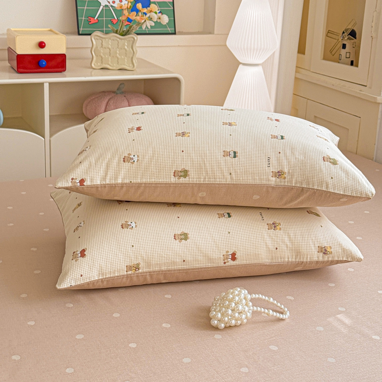 91家纺网 家纺一手货源 找家纺 名品家纺 2026新款100%纯棉枕套系列 爪爪家族