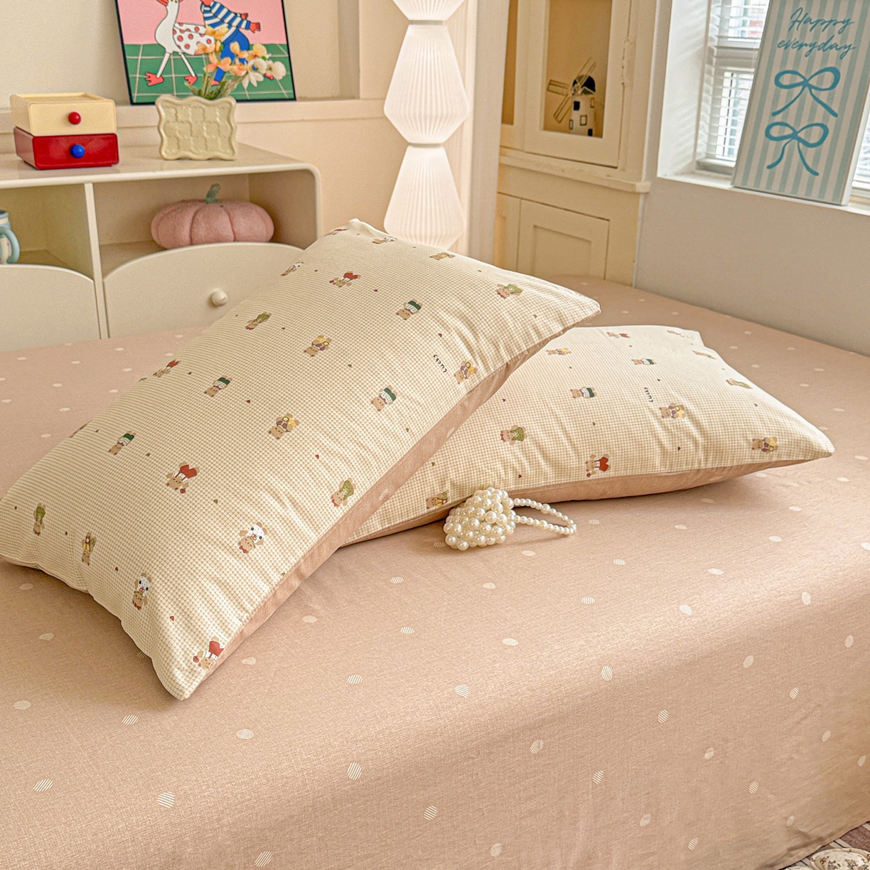 91家纺网 家纺一手货源 找家纺 名品家纺 2026新款100%纯棉枕套系列 爪爪家族