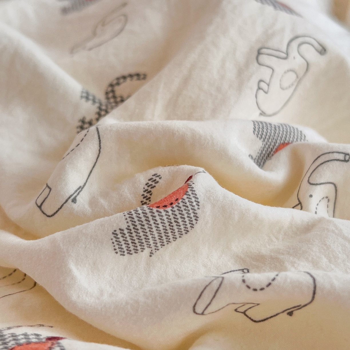 91家纺网 家纺一手货源 找家纺 玉海棠家纺 2026新款古法水洗仿棉云感纱四件套 小象格