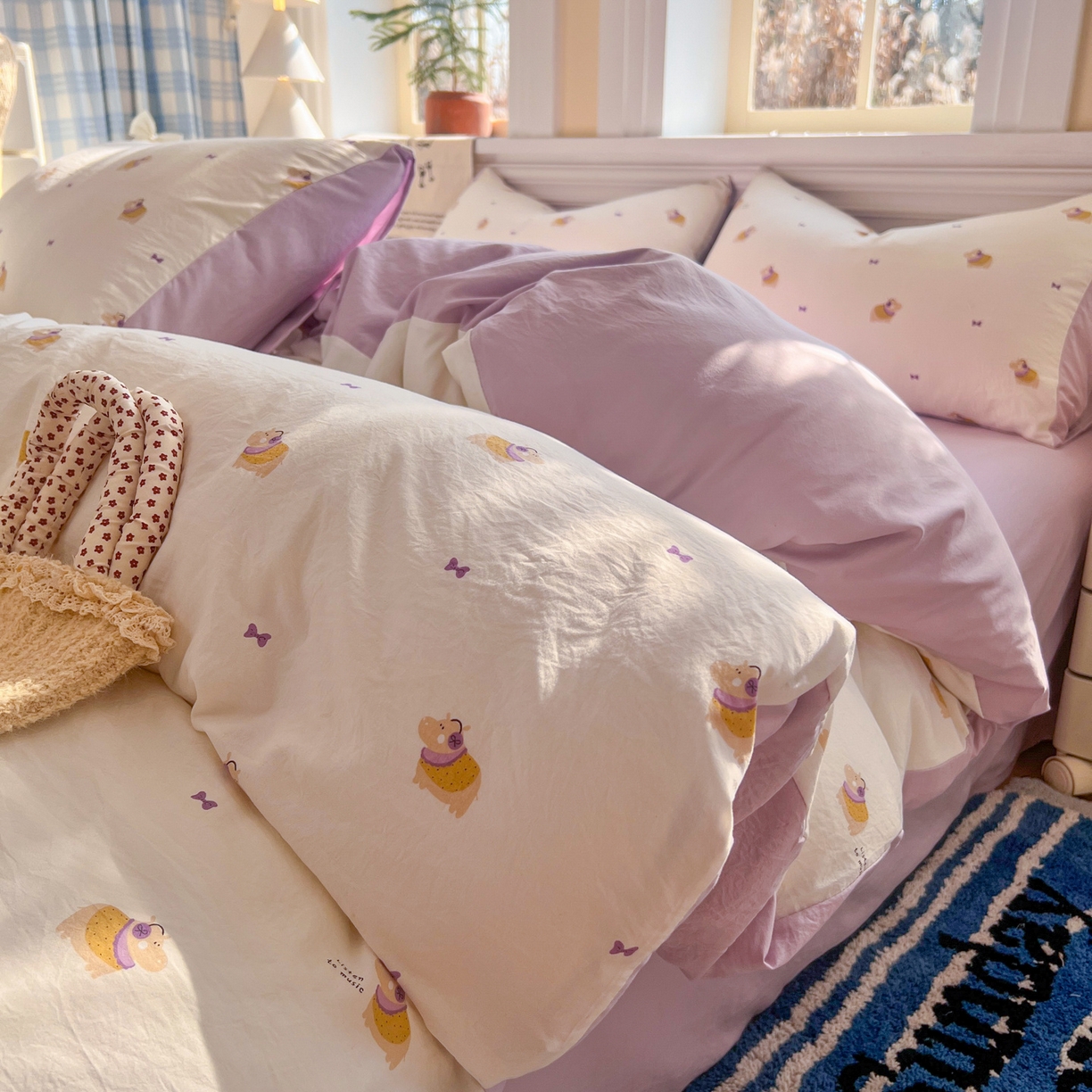 玉海棠家纺 2026新款古法水洗仿棉云感纱四件套 小夜曲