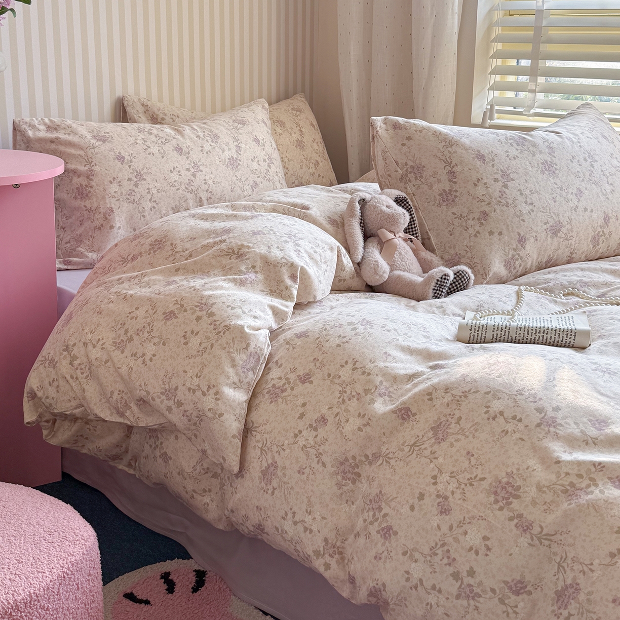 麦伦家居 2026春夏新品全棉有氧双层纱印花系列简约款四件套 巴黎晚香