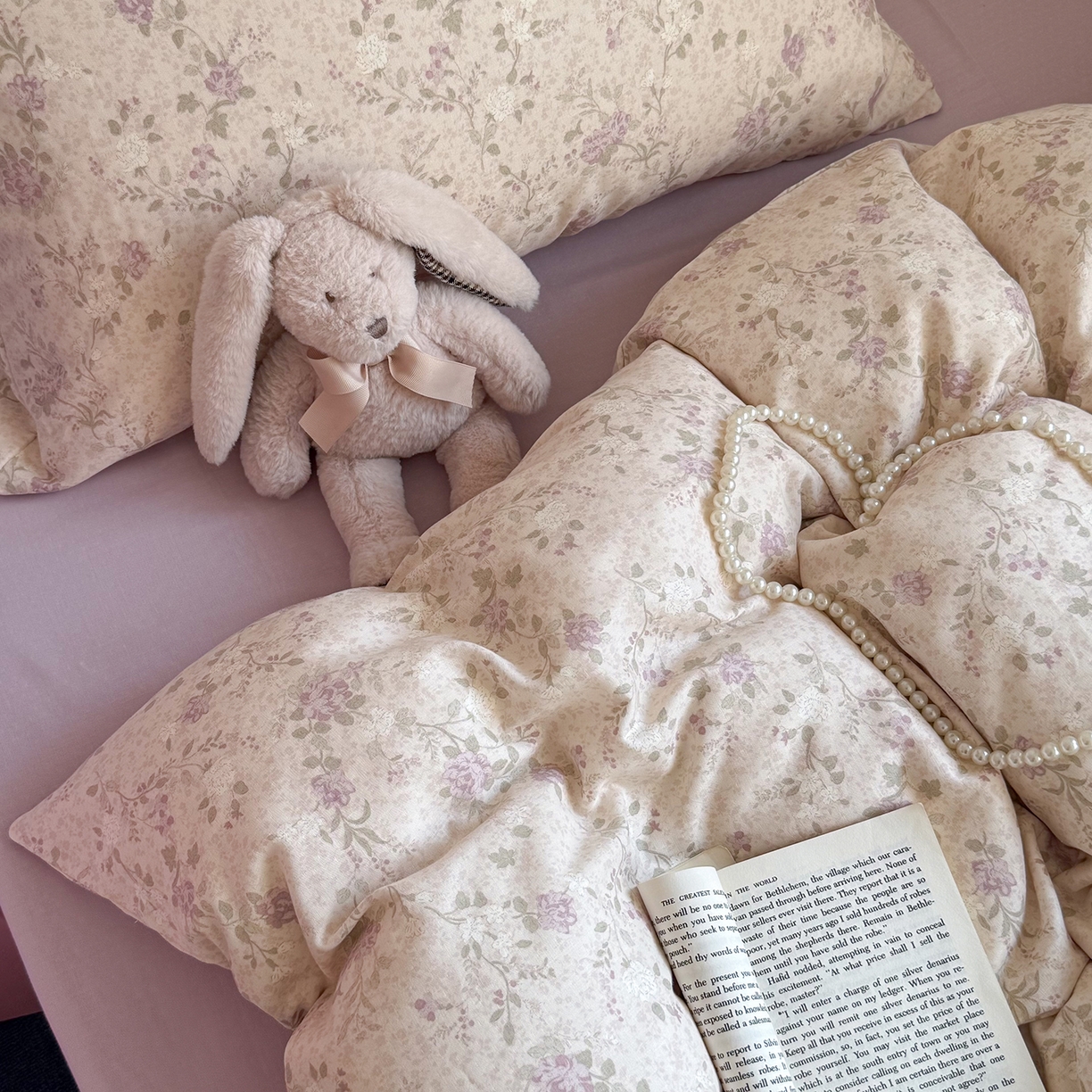 91家纺网 家纺一手货源 找家纺 麦伦家居 2026春夏新品全棉有氧双层纱印花系列简约款四件套 巴黎晚香