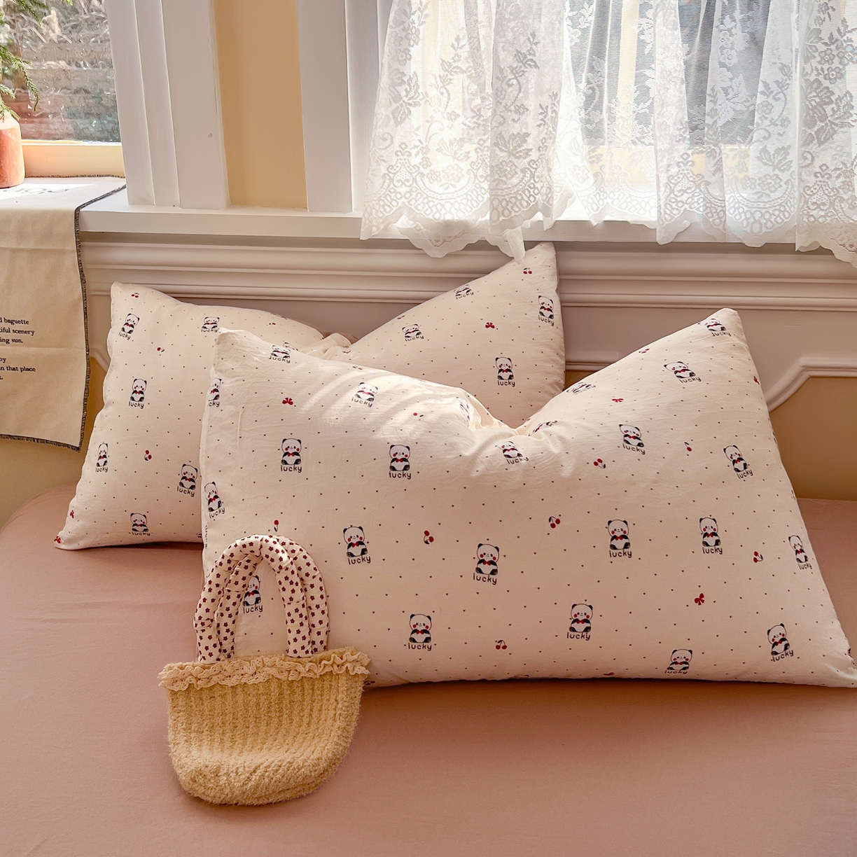 91家纺网 家纺一手货源 找家纺 玉海棠家纺 2026新款古法水洗仿棉云感纱四件套 幸运熊