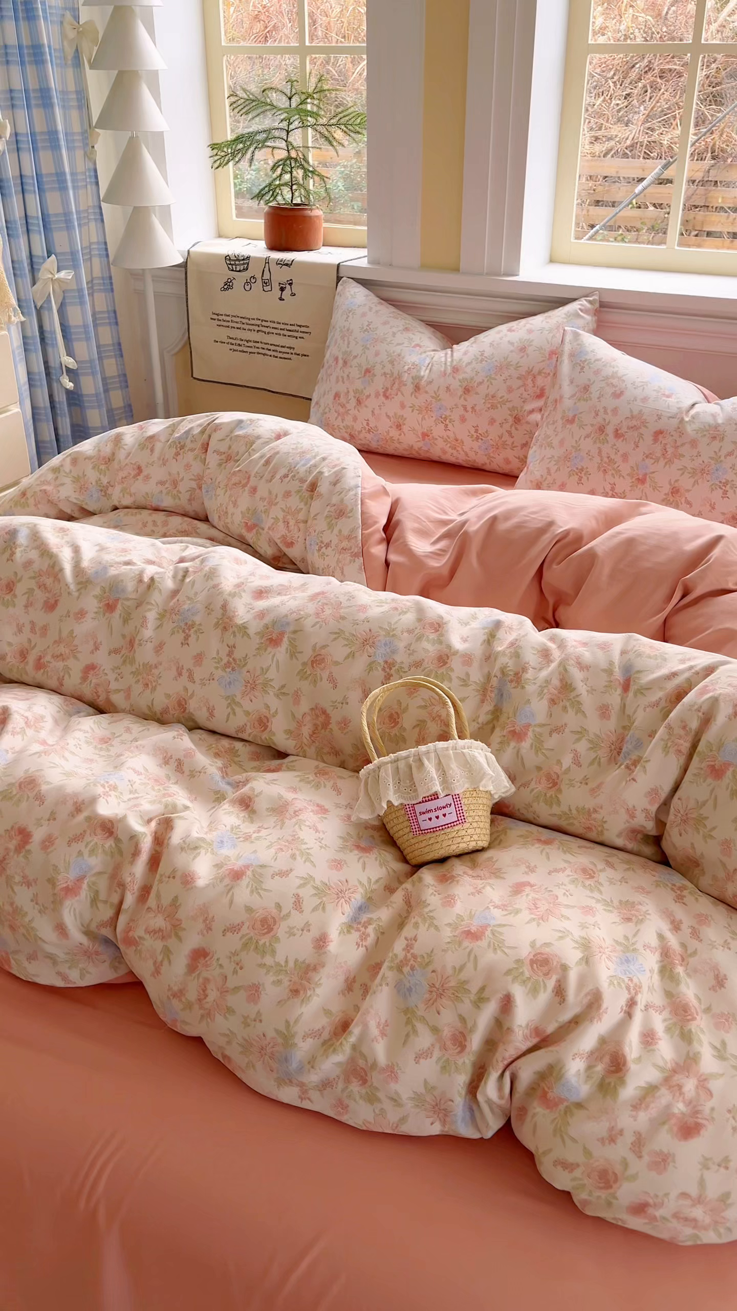 91家纺网 家纺一手货源 找家纺 玉海棠家纺 2026新款古法水洗仿棉云感纱四件套 嫣然