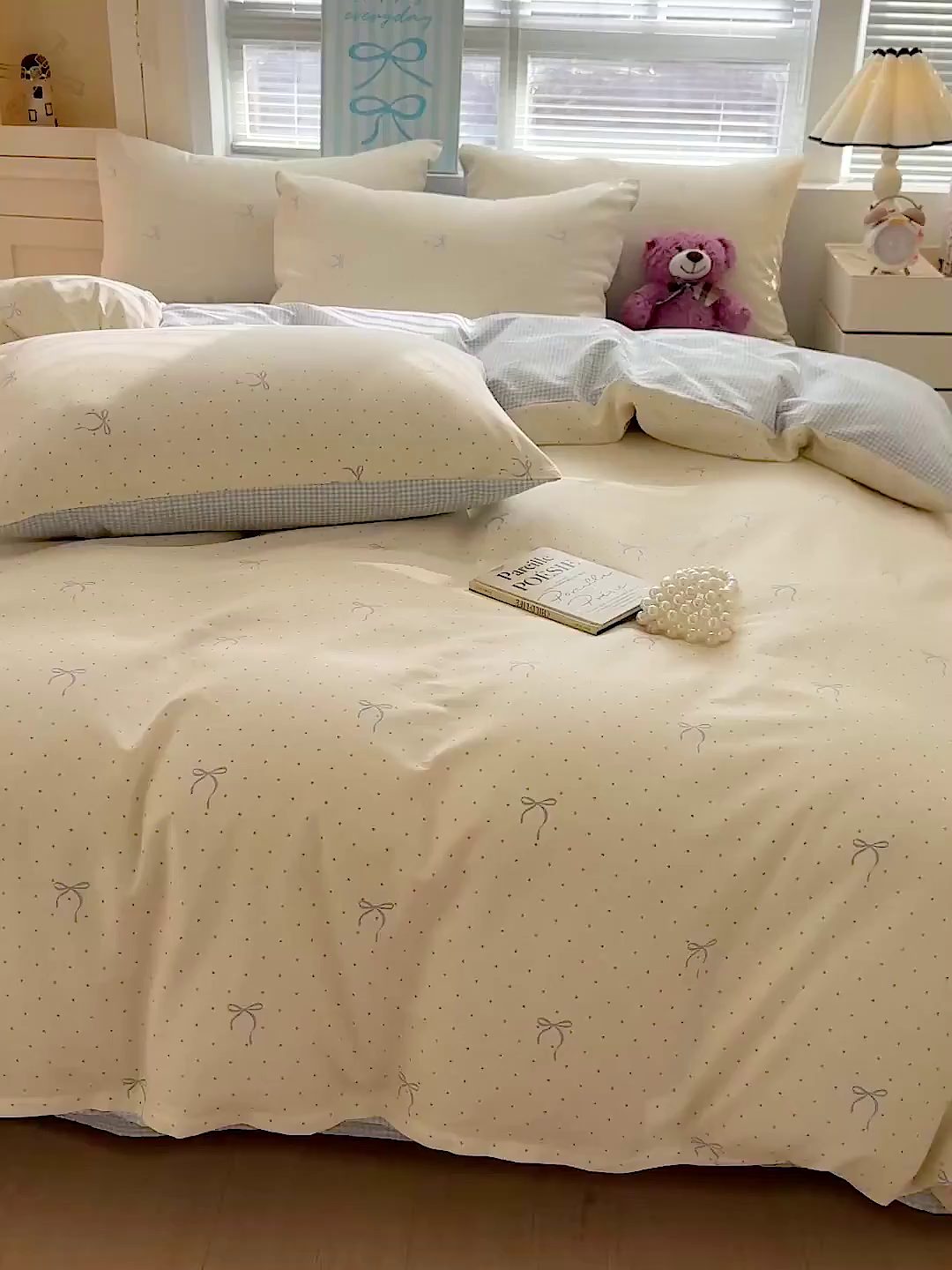 91家纺网 家纺一手货源 找家纺 名品家纺 2026新款100%纯棉四件套系列 波点蝴蝶结