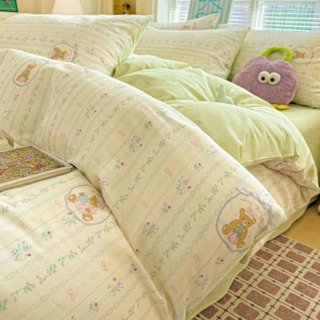 名品家纺 2026新款100%纯棉四件套系列 提供买家秀 春日小熊