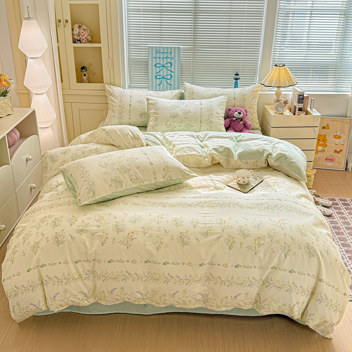 91家纺网 家纺一手货源 找家纺 名品家纺 2026新款100%纯棉四件套系列 春野絮语