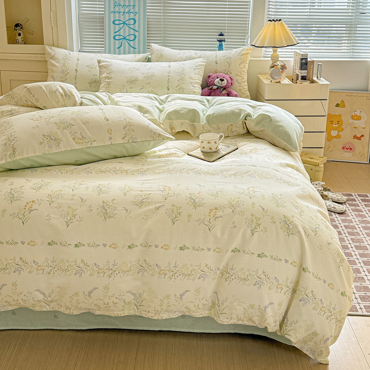 91家纺网 家纺一手货源 找家纺 名品家纺 2026新款100%纯棉四件套系列 春野絮语