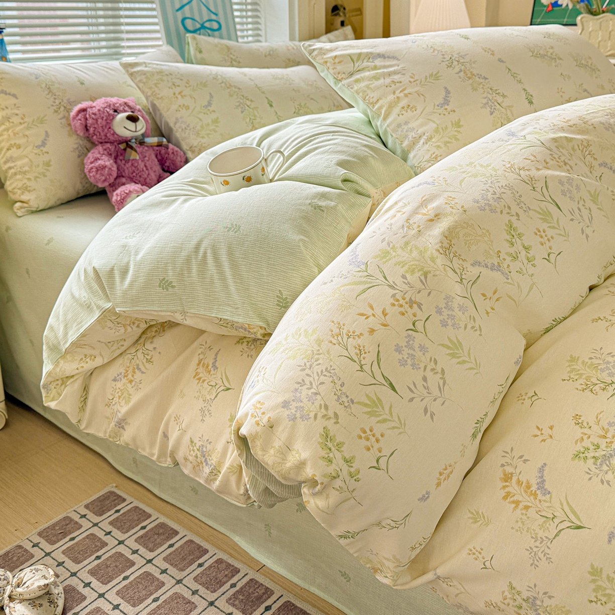 91家纺网 家纺一手货源 找家纺 名品家纺 2026新款100%纯棉四件套系列 春野絮语