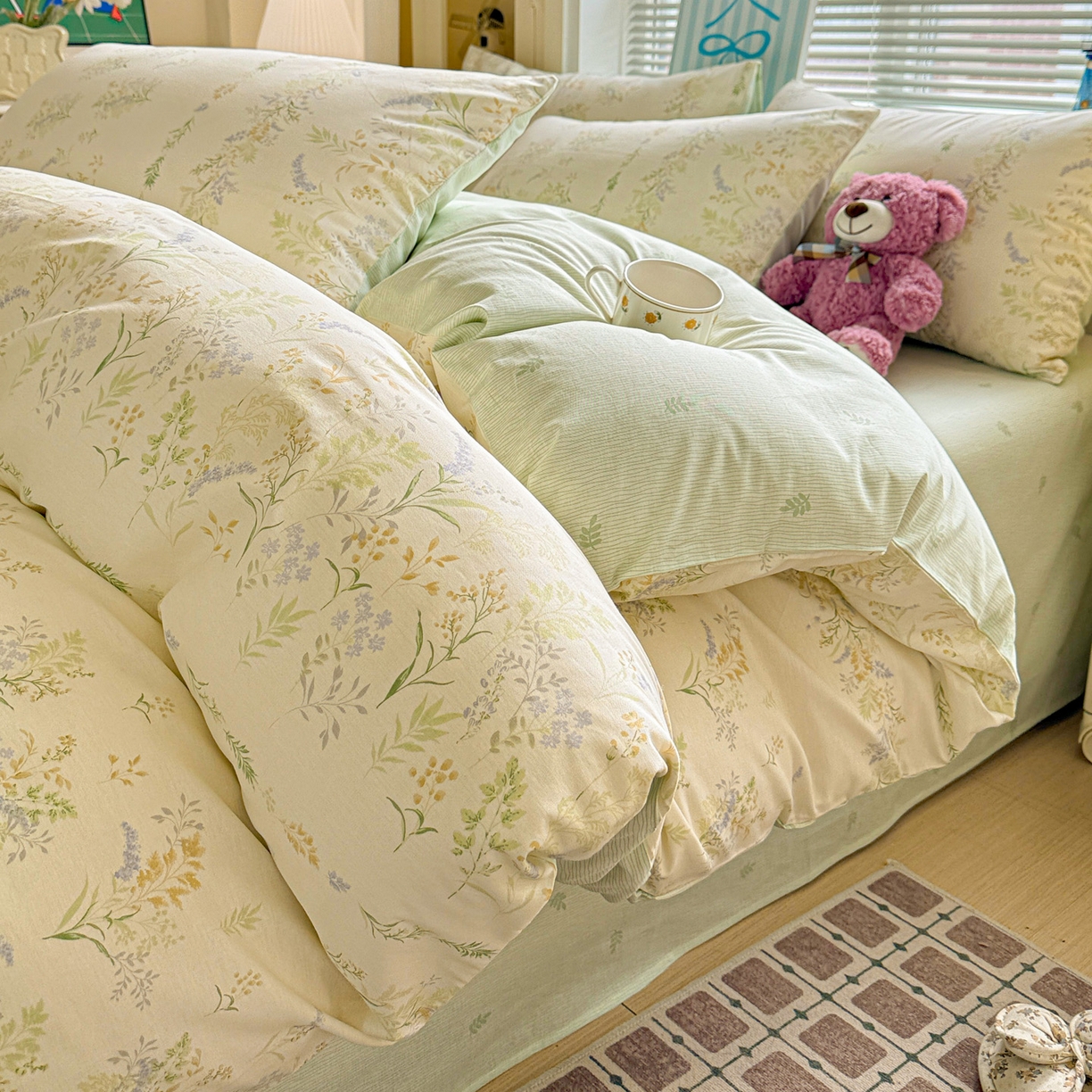 91家纺网 家纺一手货源 找家纺 名品家纺 2026新款100%纯棉四件套系列 春野絮语
