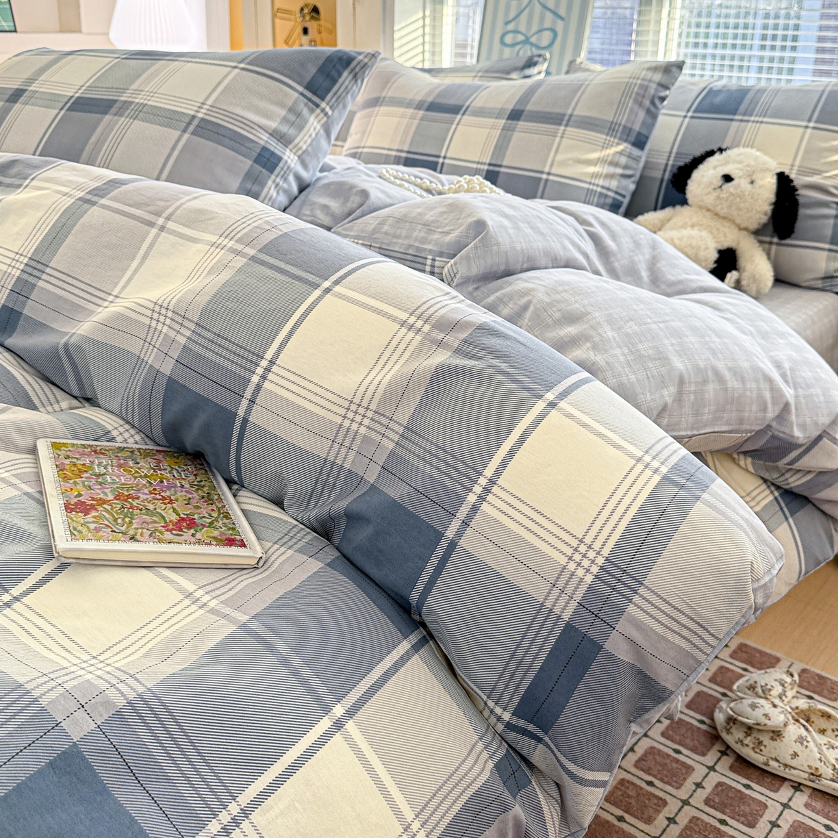 名品家纺 2026新款100%纯棉四件套系列 蓝格梦境