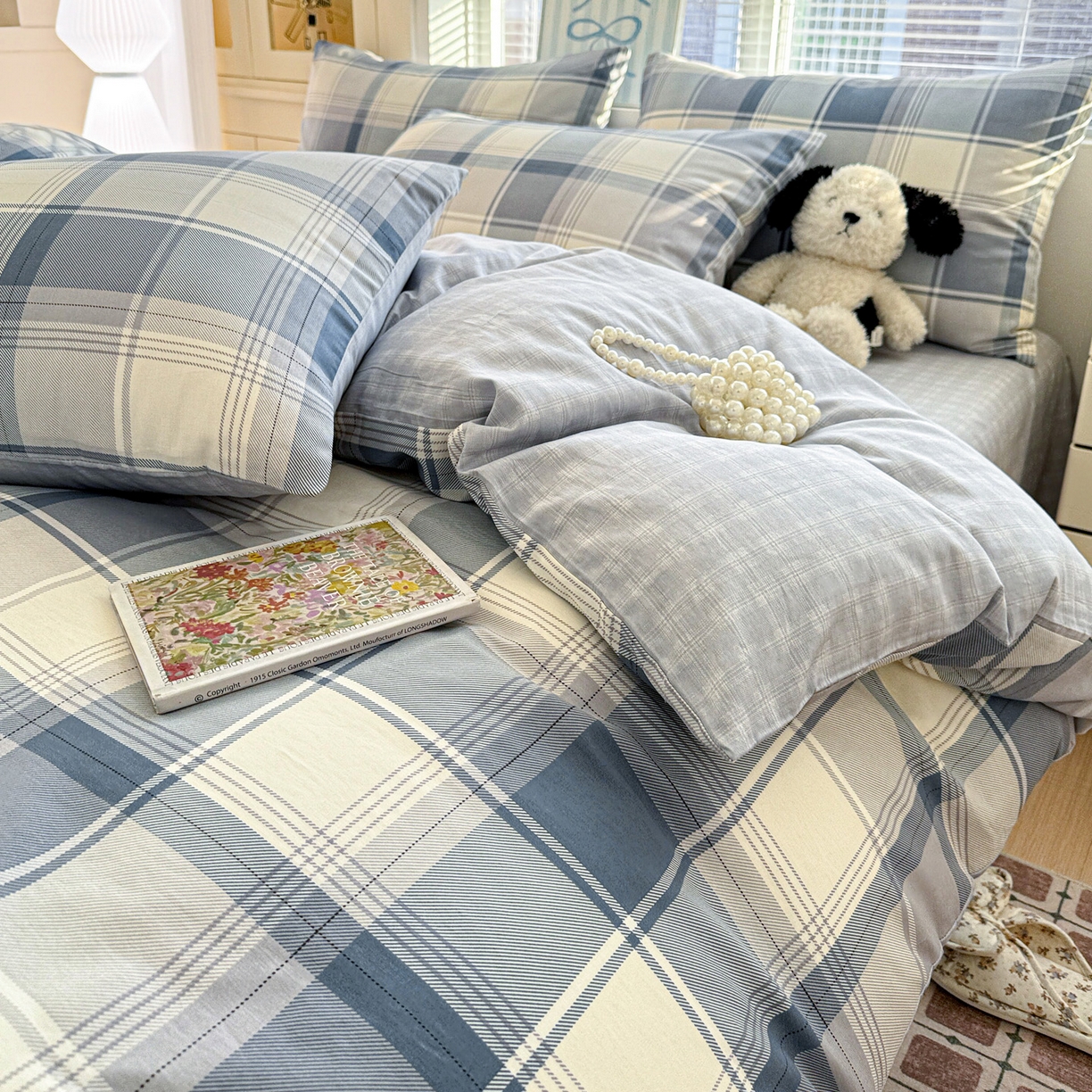 91家纺网 家纺一手货源 找家纺 名品家纺 2026新款100%纯棉四件套系列 蓝格梦境