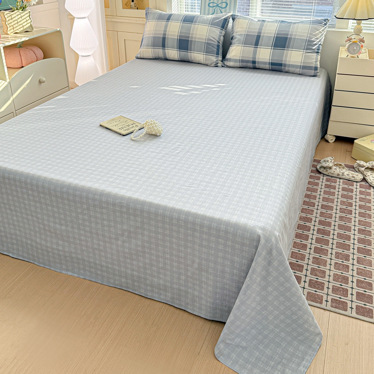 91家纺网 家纺一手货源 找家纺 名品家纺 2026新款100%纯棉四件套系列 蓝格梦境