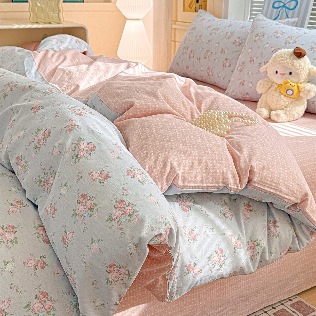 名品家纺 2026新款100%纯棉四件套系列 冷羽花园