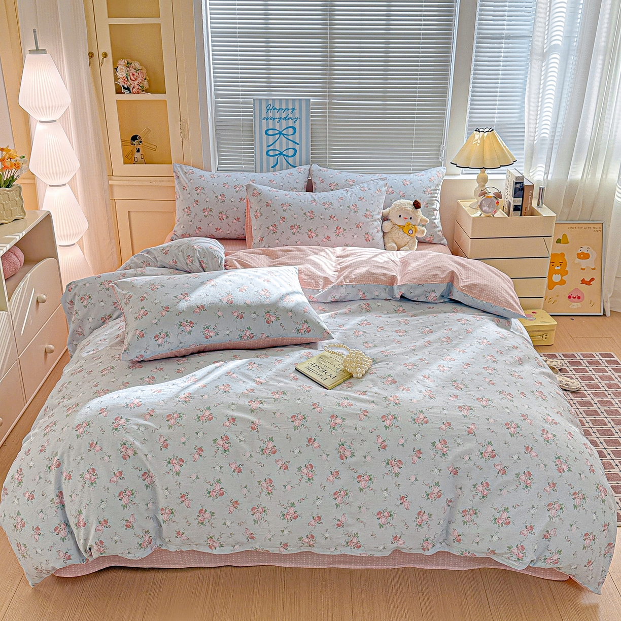 91家纺网 家纺一手货源 找家纺 名品家纺 2026新款100%纯棉四件套系列 冷羽花园