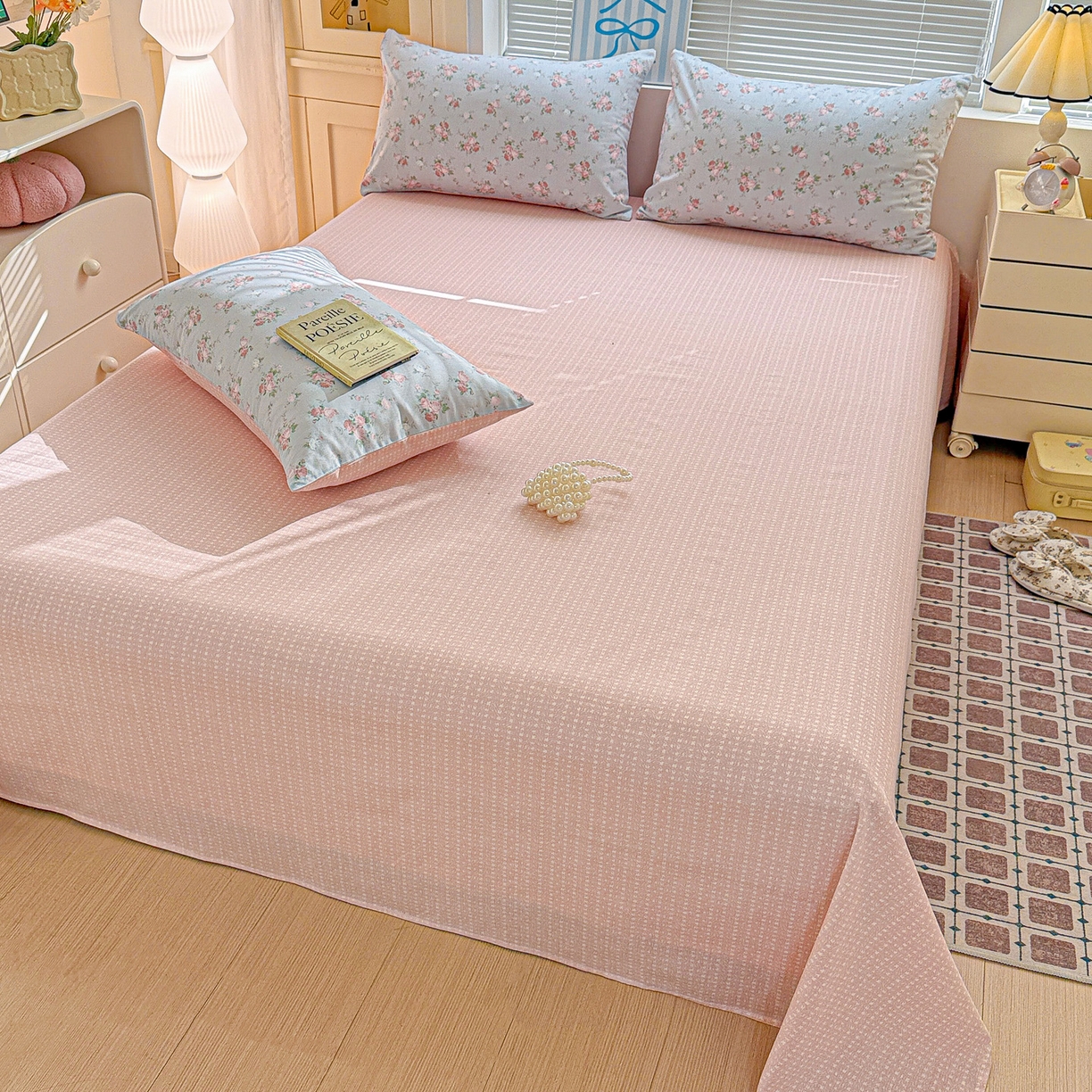 91家纺网 家纺一手货源 找家纺 名品家纺 2026新款100%纯棉四件套系列 冷羽花园