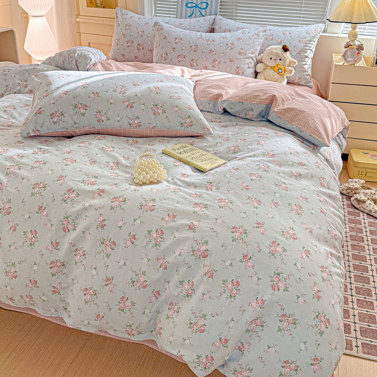 91家纺网 家纺一手货源 找家纺 名品家纺 2026新款100%纯棉四件套系列 冷羽花园