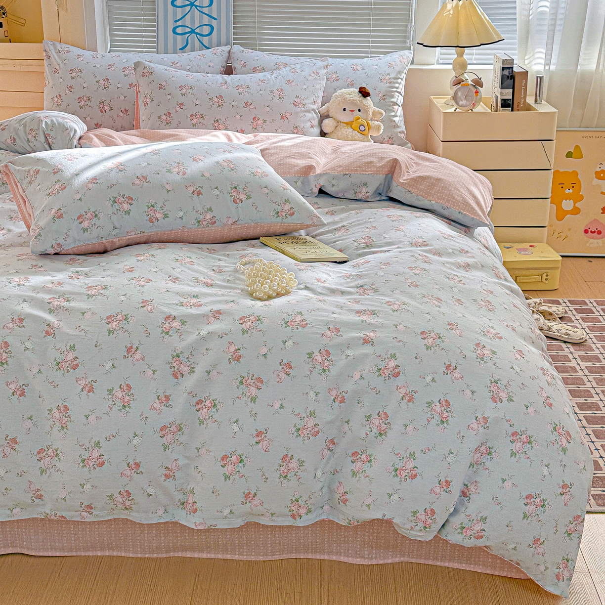 91家纺网 家纺一手货源 找家纺 名品家纺 2026新款100%纯棉四件套系列 冷羽花园