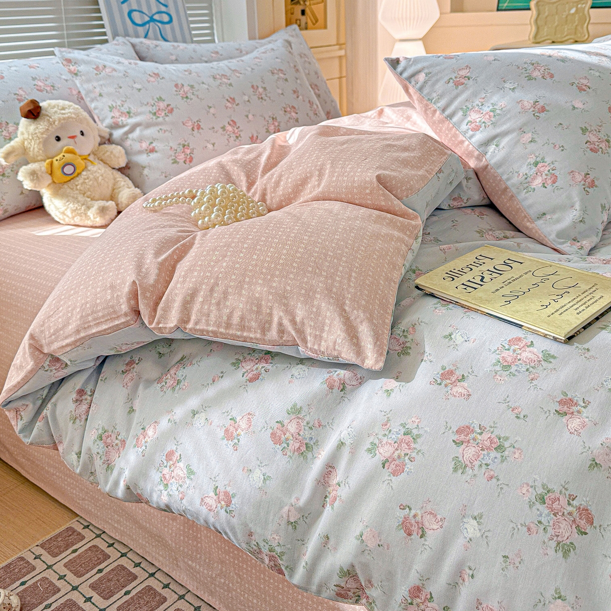 91家纺网 家纺一手货源 找家纺 名品家纺 2026新款100%纯棉四件套系列 冷羽花园