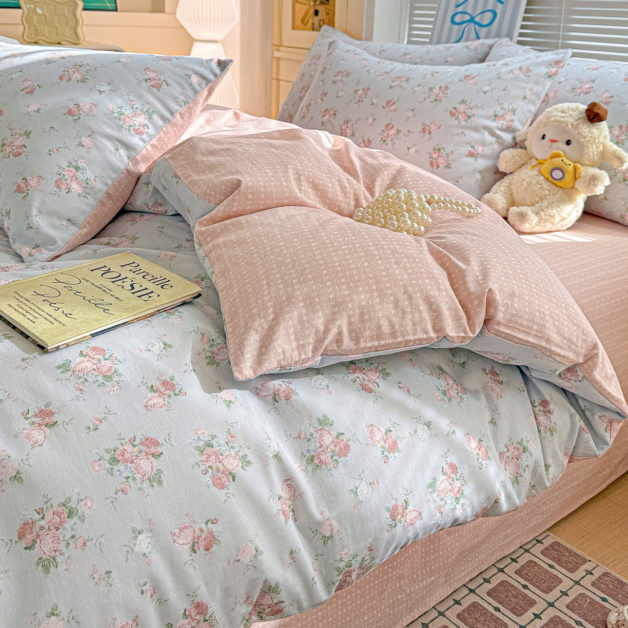 91家纺网 家纺一手货源 找家纺 名品家纺 2026新款100%纯棉四件套系列 冷羽花园