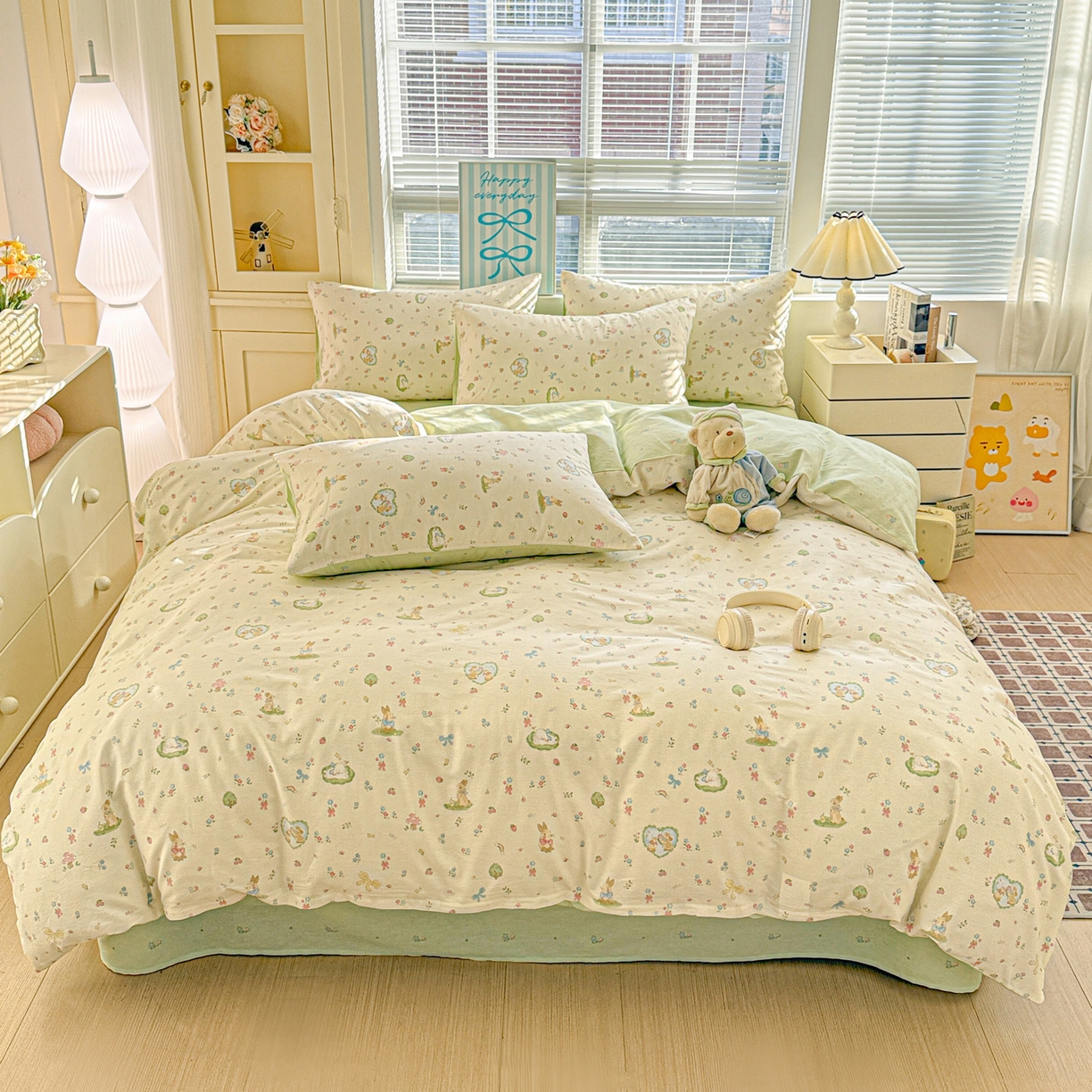 91家纺网 家纺一手货源 找家纺 名品家纺 2026新款100%纯棉四件套系列 蘑菇电话