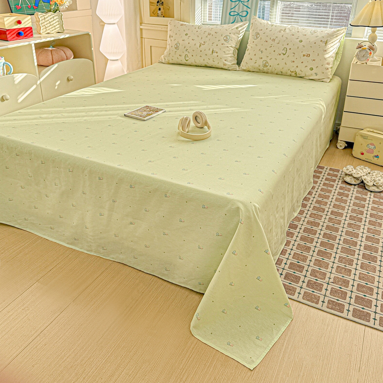 91家纺网 家纺一手货源 找家纺 名品家纺 2026新款100%纯棉四件套系列 蘑菇电话