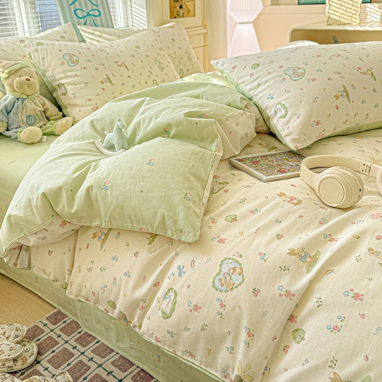 91家纺网 家纺一手货源 找家纺 名品家纺 2026新款100%纯棉四件套系列 蘑菇电话