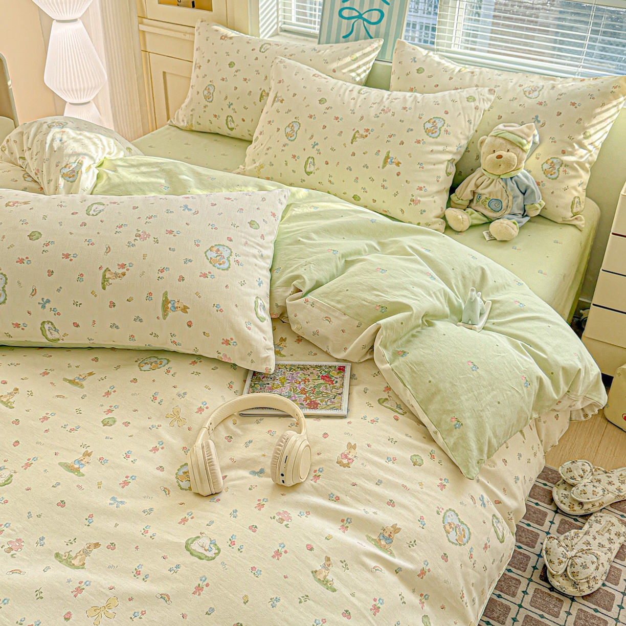 91家纺网 家纺一手货源 找家纺 名品家纺 2026新款100%纯棉四件套系列 蘑菇电话