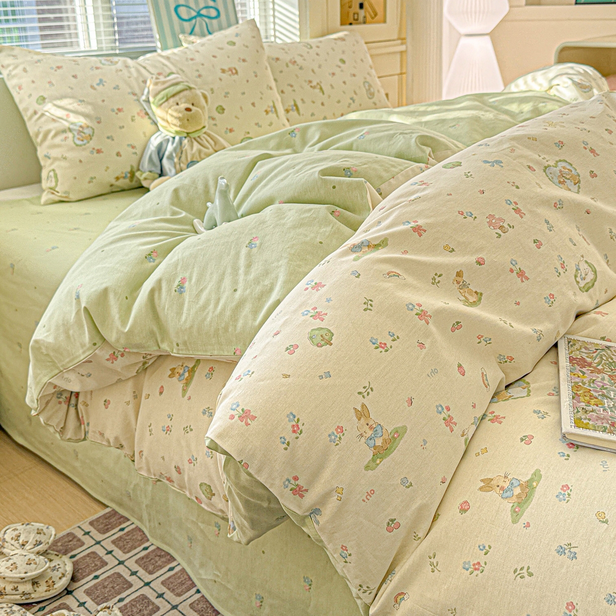 91家纺网 家纺一手货源 找家纺 名品家纺 2026新款100%纯棉四件套系列 蘑菇电话